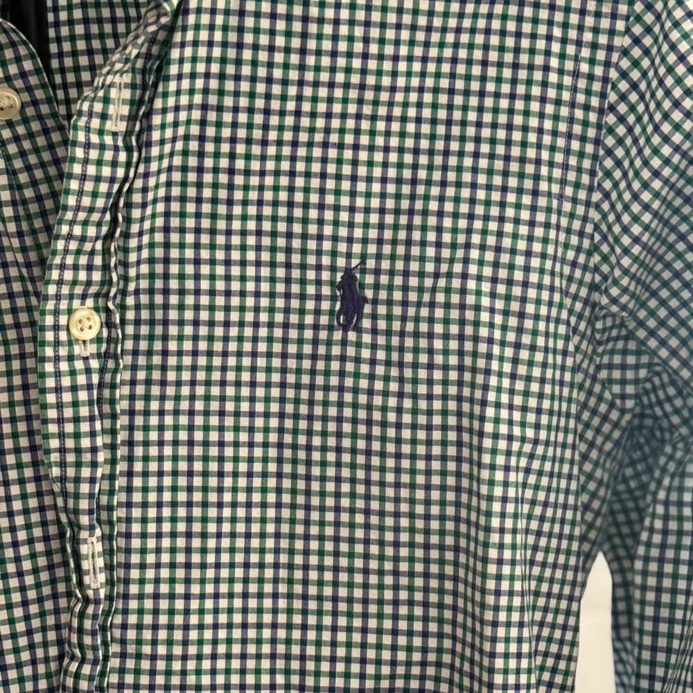 Ralph Lauren Men's Green and White Gingham Shirt - Picture 2 of 4